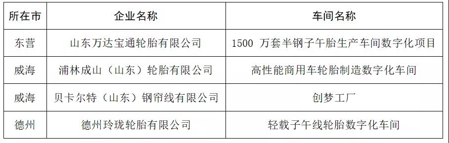 2021年山東省數(shù)字化車間名單