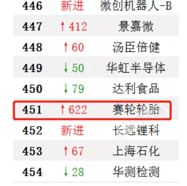 賽輪輪胎以453億市值位市值排名第451位