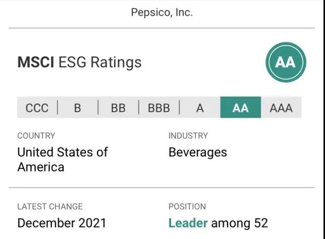 百事可樂MSCI評級;圖源：MSCI官網(wǎng)
