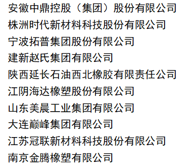 　獲得2020年度全國橡膠制品行業(yè)“十強”榮譽稱號的企業(yè)