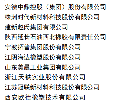 獲得2021年度全國橡膠制品行業(yè)“十強”榮譽稱號的企業(yè)