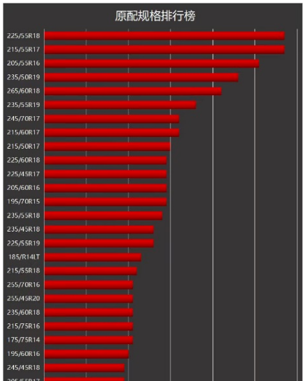 2021年上半年輪胎原配規(guī)格排行,圖片來源于“輪胎商業(yè)”