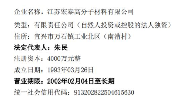 廣信材料全資子公司江蘇宏泰董事長換人！