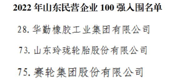 山東民企100強(qiáng)，三大輪胎上榜！