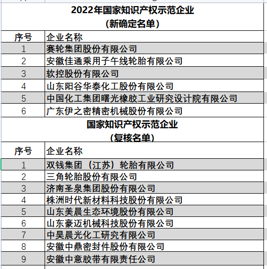 2022年國家知識(shí)產(chǎn)權(quán)優(yōu)勢企業(yè)（新確定名單）以及國家知識(shí)產(chǎn)權(quán)示范企業(yè)（復(fù)核名單）