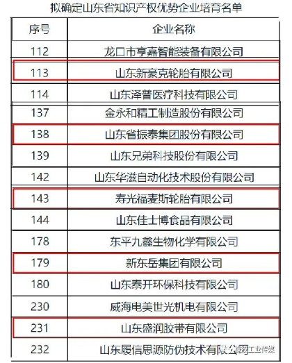 山東振泰、新豪克、福麥斯等，入選山東省知識(shí)產(chǎn)權(quán)優(yōu)勢(shì)企業(yè)培育名單