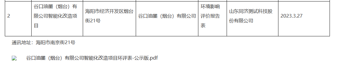 企業(yè)現(xiàn)有項(xiàng)目位于山東省煙臺(tái)市海陽(yáng)經(jīng)濟(jì)開(kāi)發(fā)區(qū)遼寧路，占地面積4400平方米，年產(chǎn)膠印油墨1000噸，環(huán)保手續(xù)已經(jīng)齊備。隨著企業(yè)的發(fā)展，需擴(kuò)大生產(chǎn)規(guī)模，因此，企業(yè)購(gòu)買了土地，擬搬遷至山東省煙臺(tái)市海陽(yáng)市經(jīng)濟(jì)開(kāi)發(fā)區(qū)煙臺(tái)街21號(hào)進(jìn)行新工廠建設(shè)。