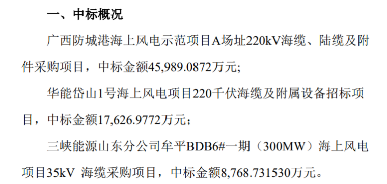 東方電纜成功中標多個海上風電項目，市場地位再度鞏固